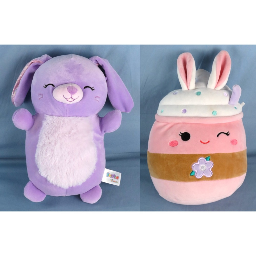 SQUISHMALLOWS Kelly Toys SUEY THE MILKSHAKE Bunny Ears & HUG MEES BUBBLE Lot/2